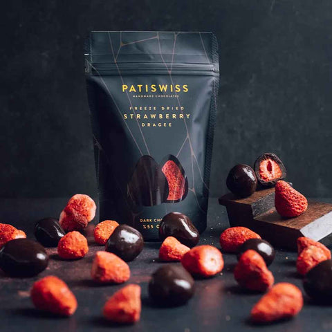 Dark Chocolate Covered Strawberry Dragee 80gr  | Patiswiss